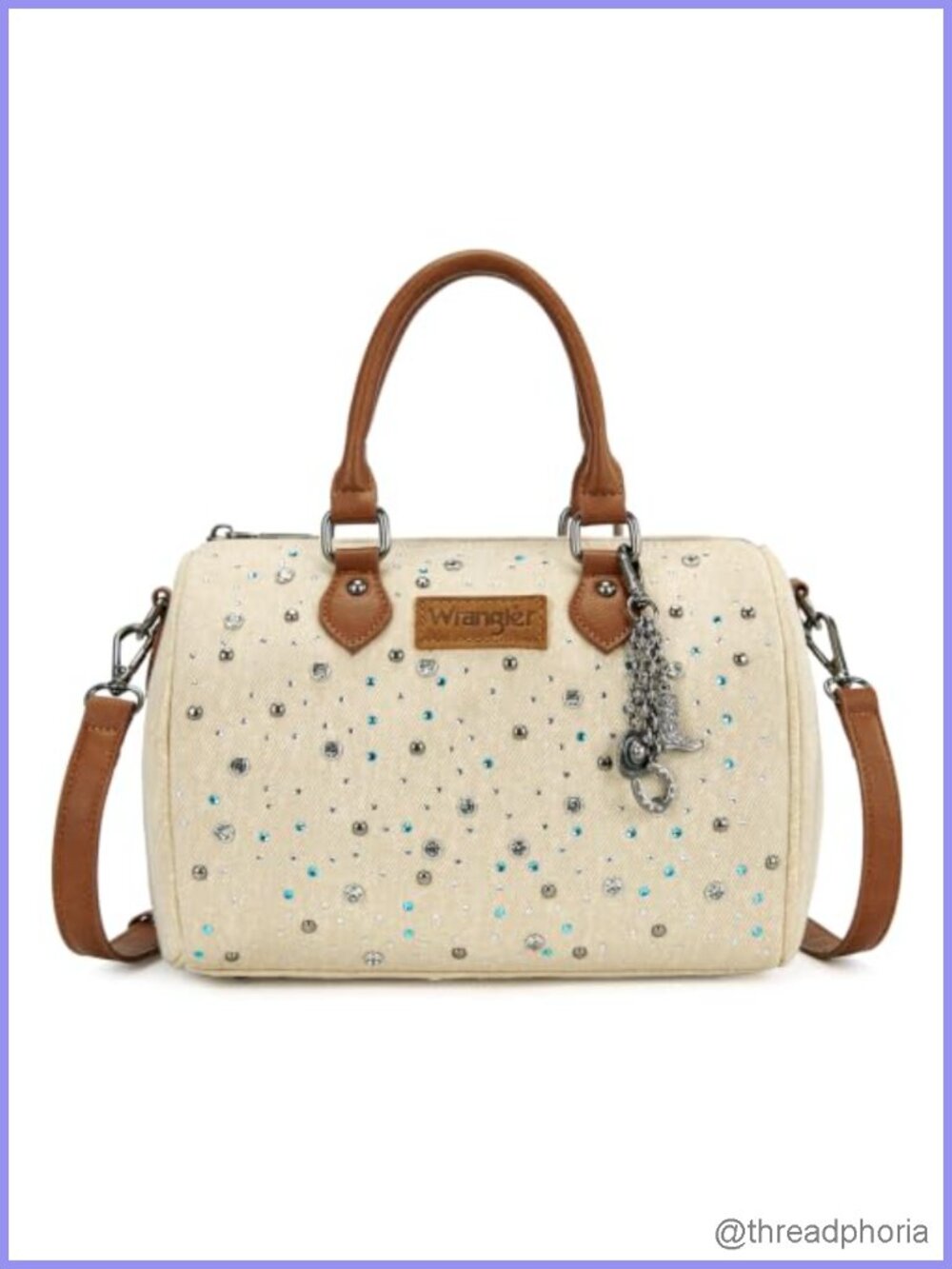 Rhinestone Denim Barrel Bag Crossbody Satchel Y2K Purse Western